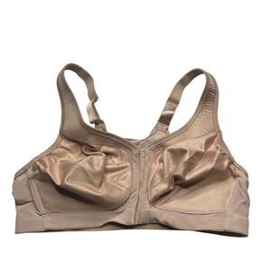 Glamorise Tan Full-Coverage unlined wire free wireless Bra 38B Adjustable Straps